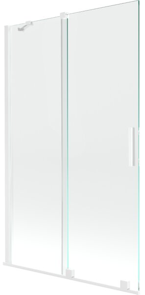 Mexen Velar, 2 szárnyas eltolható kádparaván 110 x 150 cm, 8mm átlátszó üveg, fehér, 896-110-000-01-20