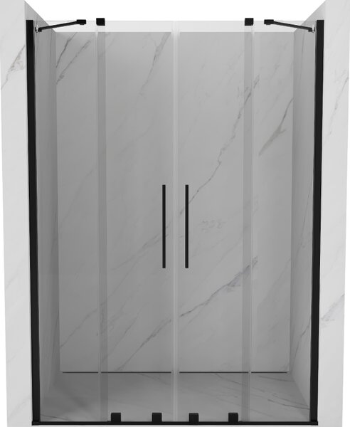 Mexen Velar Duo, nyitható tolóajtó 150x200 cm, 8mm átlátszó üveg, fekete matt, 871-150-000-02-70
