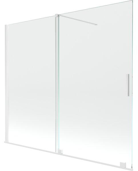 Mexen Velar, 2 szárnyas eltolható kádparaván 180 x 150 cm, 8mm átlátszó üveg, fehér profil, 896-180-000-01-20