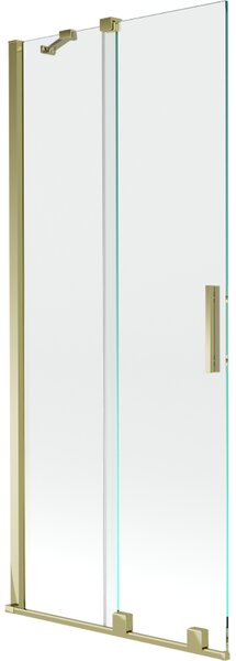 Mexen Velar, 2 szárnyas eltolható kádparaván 80 x 150 cm, 8mm átlátszó üveg, arany fényes profil, 896-080-000-01-50