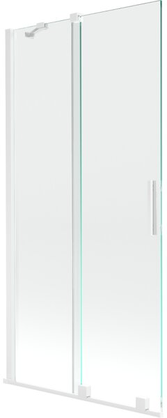 Mexen Velar, 2 szárnyas eltolható kádparaván 90 x 150 cm, 8mm átlátszó üveg, fehér profil, 896-090-000-01-20