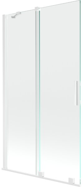 Mexen Velar, 2 szárnyas eltolható kádparaván 100 x 150 cm, 8mm átlátszó üveg, fehér profil, 896-100-000-01-20