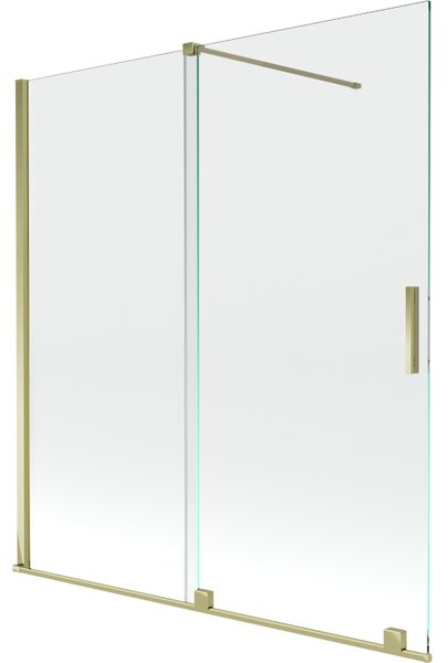 Mexen Velar, 2 szárnyas eltolható kádparaván 150 x 150 cm, 8mm átlátszó üveg, arany fényes profil, 896-150-000-01-50