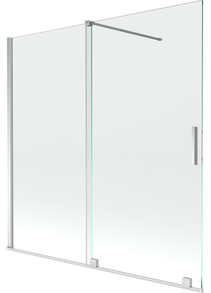 Mexen Velar, 2 szárnyas eltolható kádparaván 160 x 150 cm, 8mm átlátszó üveg, króm profil, 896-160-000-01-01
