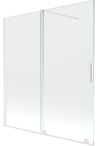 Mexen Velar, 2 szárnyas eltolható kádparaván 150 x 150 cm, 8mm átlátszó üveg, fehér profil, 896-150-000-01-20