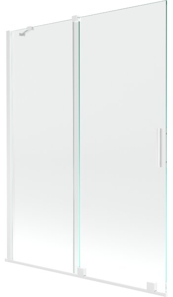 Mexen Velar, 2 szárnyas eltolható kádparaván 130 x 150 cm, 8mm átlátszó üveg, fehér profil, 896-130-000-01-20