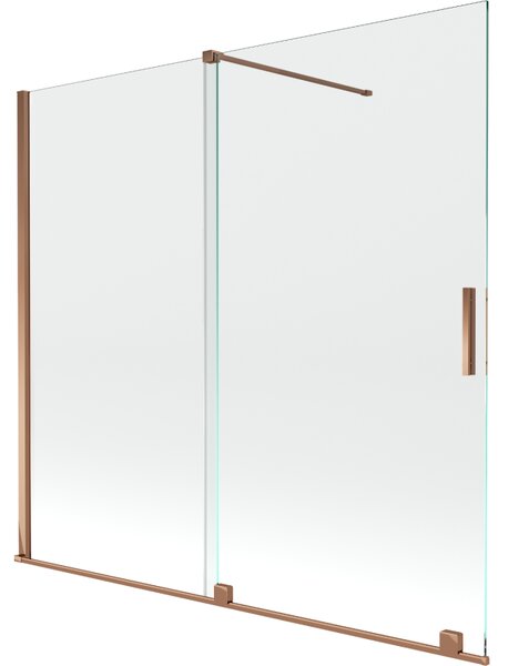 Mexen Velar, 2 szárnyas eltolható kádparaván 170 x 150 cm, 8mm átlátszó üveg, rózsaszín arany, 896-170-000-01-60