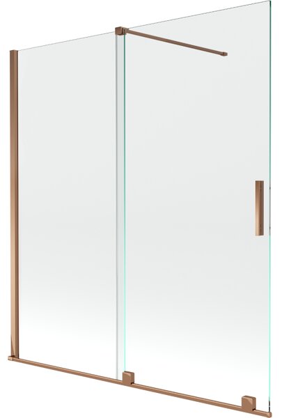 Mexen Velar, 2 szárnyas eltolható kádparaván 150 x 150 cm, 8mm átlátszó üveg, rózsaszín arany, 896-150-000-01-60