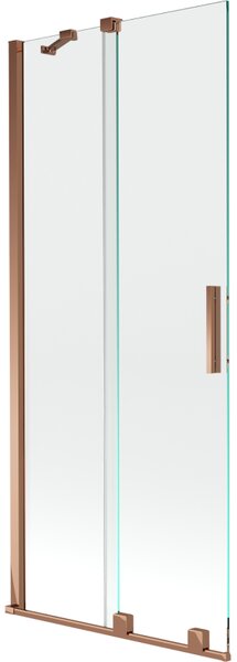 Mexen Velar, 2 szárnyas eltolható kádparaván 80 x 150 cm, 8mm átlátszó üveg, rózsaszín arany, 896-080-000-01-60