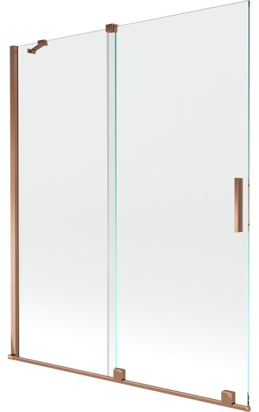 Mexen Velar, 2 szárnyas eltolható kádparaván 140 x 150 cm, 8mm átlátszó üveg, rózsaszín arany, 896-140-000-01-60