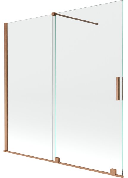Mexen Velar, 2 szárnyas eltolható kádparaván 160 x 150 cm, 8mm átlátszó üveg, rézmatt, 896-160-000-01-65