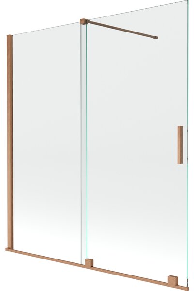 Mexen Velar, 2 szárnyas eltolható kádparaván 150 x 150 cm, 8mm átlátszó üveg, rézmatt, 896-150-000-01-65