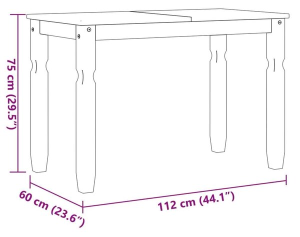 Vidaxl Corona Fenyőfa Étkezőasztal - 112x60x75 cm