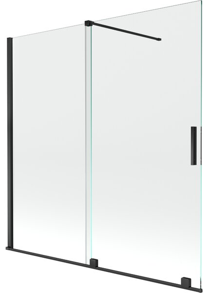 Mexen Velar, 2 szárnyas eltolható kádparaván 160 x 150 cm, 8mm átlátszó üveg, fekete matt, 896-160-000-01-70