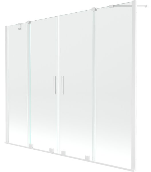 Mexen Velar Duo, 2 szárnyas eltolható kádparaván 180 x 150 cm, 8mm átlátszó üveg, fehér profil, 896-180-000-02-20