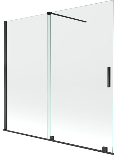 Mexen Velar, 2 szárnyas eltolható kádparaván 170 x 150 cm, 8mm átlátszó üveg, fekete matt, 896-170-000-01-70