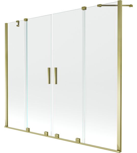 Mexen Velar Duo kétszárnyú, toló fürdőszobai paraván 180 x 150 cm, átlátszó, arany - 896-180-000-02-50