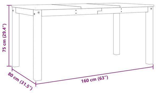 VidaXL Panama Fenyőfa Ebédlőasztal - 160x80x75 cm