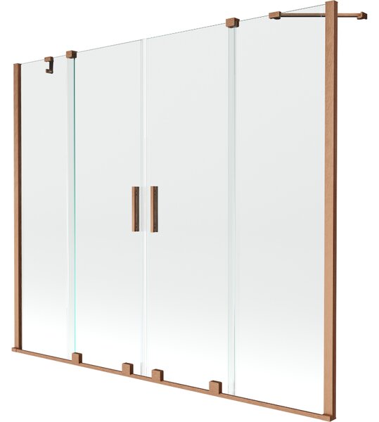 Mexen Velar Duo, 2 szárnyas eltolható kádparaván 170 x 150 cm, 8mm átlátszó üveg, réz matt profil, 896-170-000-02-65