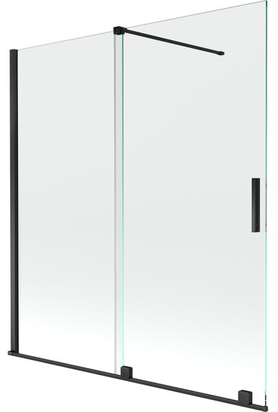 Mexen Velar, 2 szárnyas eltolható kádparaván 150 x 150 cm, 8mm átlátszó üveg, fekete matt, 896-150-000-01-70