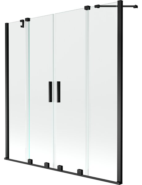 Mexen Velar Duo 2-szárnyas toló fürdőkádparaván 140 x 150 cm, átlátszó, fekete - 896-140-000-02-70