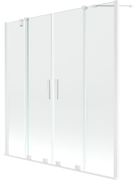 Mexen Velar Duo, 2 szárnyas eltolható kádparaván 140 x 150 cm, 8mm átlátszó üveg, fehér profil, 896-140-000-02-20