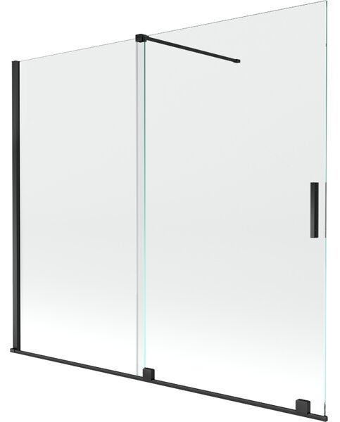 Mexen Velar, 2 szárnyas eltolható kádparaván 180 x 150 cm, 8mm átlátszó üveg, fekete matt, 896-180-000-01-70