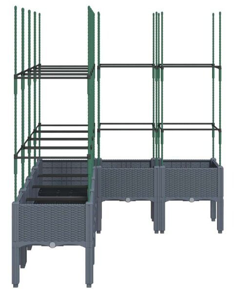 VidaXL szürke PP rácsos kerti ültetőláda 160 x 120 x 142,5 cm