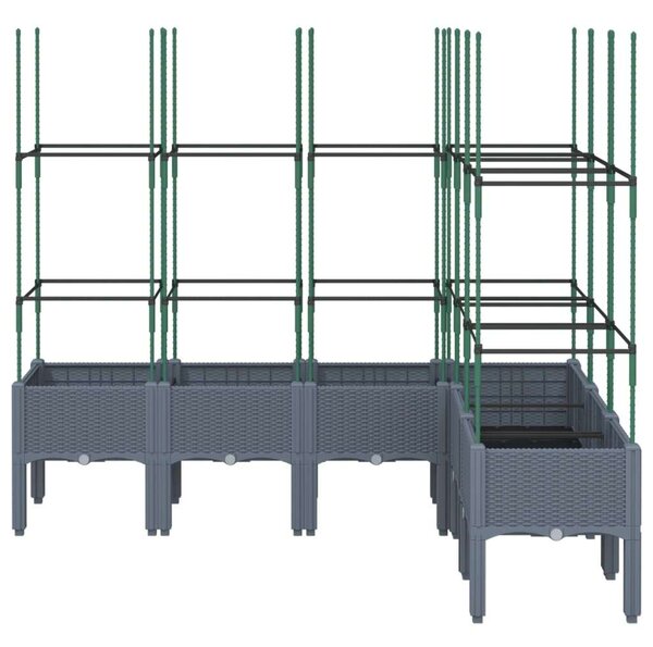 VidaXL szürke PP rácsos kerti ültetőláda 160 x 120 x 142,5 cm