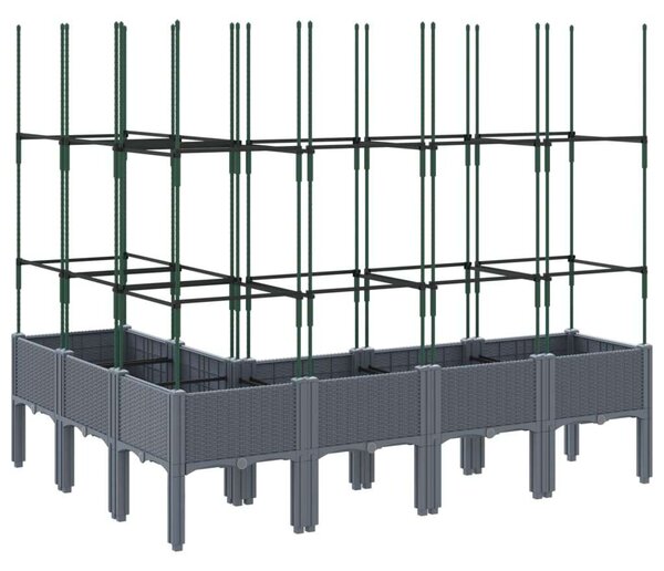VidaXL szürke PP rácsos kerti ültetőláda 160 x 120 x 142,5 cm
