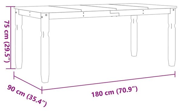 VidaXL Corona Fenyőfa Ebédlőasztal - 180x90 cm