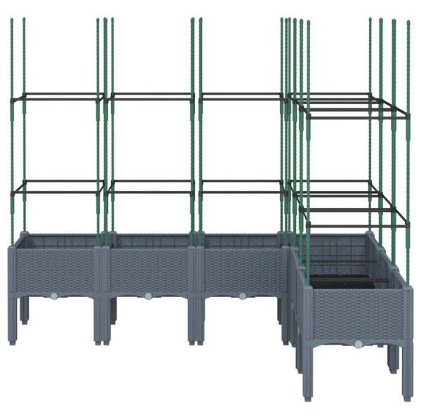 VidaXL szürke PP rácsos kerti ültetőláda 160 x 120 x 142,5 cm