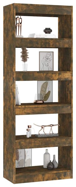 Füstös tölgy színű fa könyvszekrény/térelválasztó 60x30x166 cm