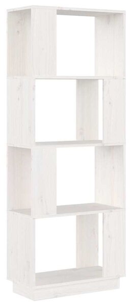 Fehér tömör fenyőfa könyvszekrény/térelválasztó 51x25x132 cm