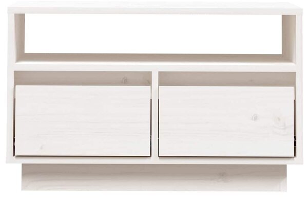 Fehér tömör fenyőfa TV-szekrény 60x35x37 cm