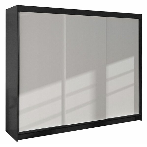 Gardróbszekrény Closico Durion II, Laminált forgácslap, 215x200x58cm, Fekete, Fehér