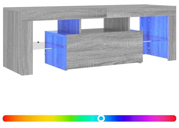 Szürke sonoma színű TV-szekrény LED-lámpákkal 120 x 35 x 40 cm