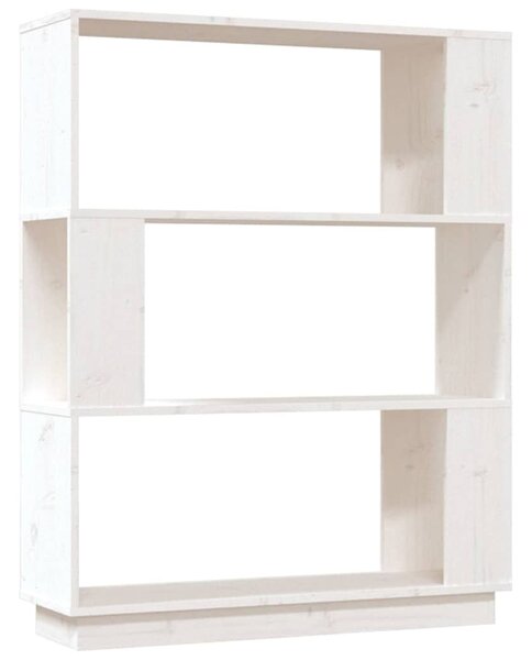 Fehér tömör fenyőfa könyvszekrény/térelválasztó 80x25x101 cm