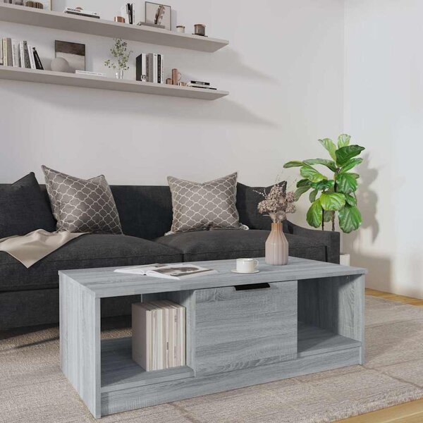 Szürke sonoma színű szerelt fa dohányzóasztal 102 x 50 x 36 cm