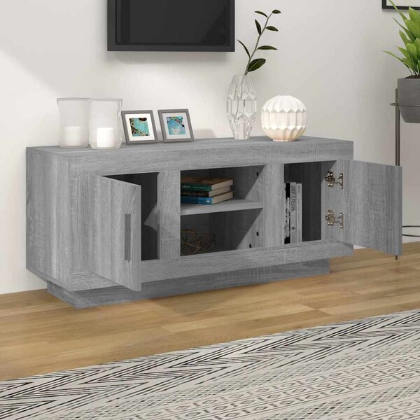 Szürke sonoma színű szerelt fa TV-szekrény 102x35x45 cm