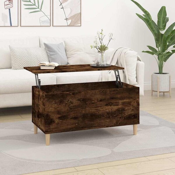 Füstös tölgy színű szerelt fa dohányzóasztal 90 x 44,5 x 45 cm