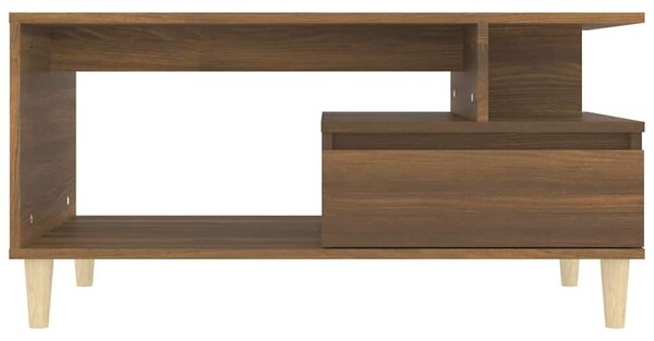 Barna tölgyszínű szerelt fa dohányzóasztal 90x49x45 cm