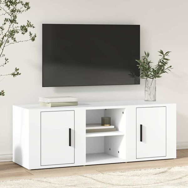 Fehér szerelt fa TV-szekrény 100x31,5x35 cm