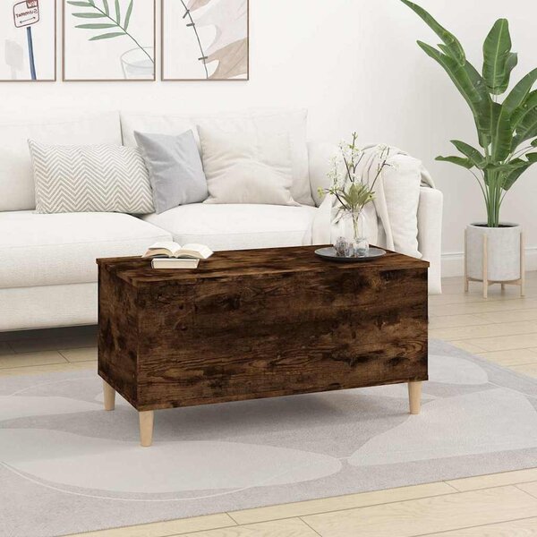 Füstös tölgy színű szerelt fa dohányzóasztal 90 x 44,5 x 45 cm