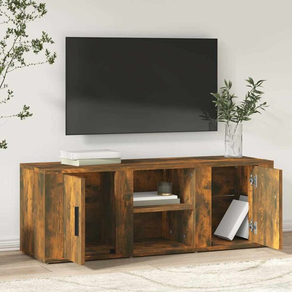 Füstös tölgy színű szerelt fa TV-szekrény 100x31,5x35 cm