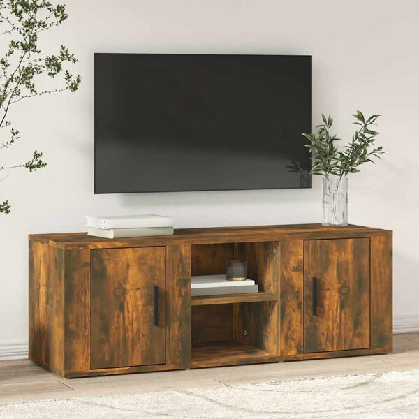 Füstös tölgy színű szerelt fa TV-szekrény 100x31,5x35 cm