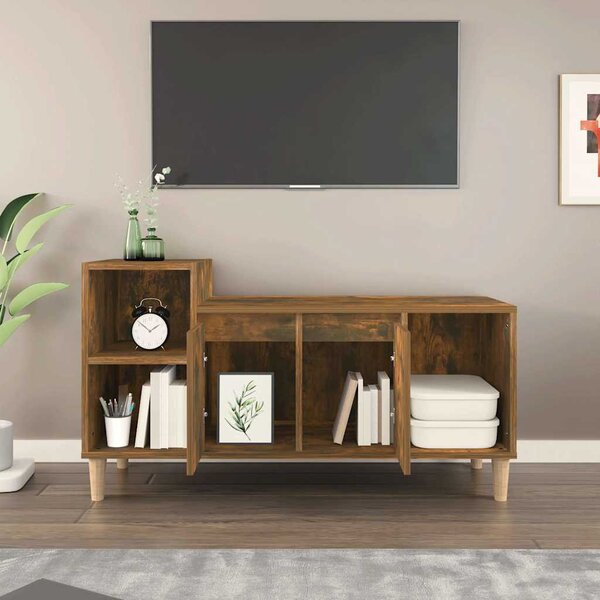 Füstös tölgy színű szerelt fa TV-szekrény 100x35x55 cm