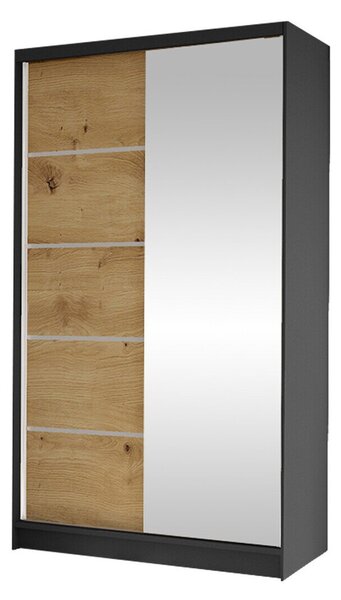 Gardróbszekrény Closico Fractor III, Laminált forgácslap, 200x100x58cm, Artisan tölgy, Fekete