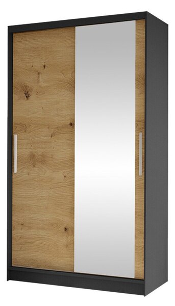 Gardróbszekrény Closico Structor VI, Laminált forgácslap, 200x100x58cm, Artisan tölgy, Fekete