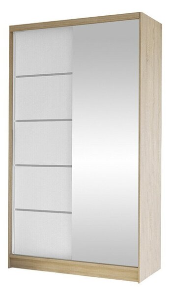 Gardróbszekrény Closico Fractor III, Laminált forgácslap, 200x100x58cm, Fehér, Sonoma tölgy